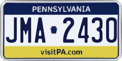 PA license plate JMA2430