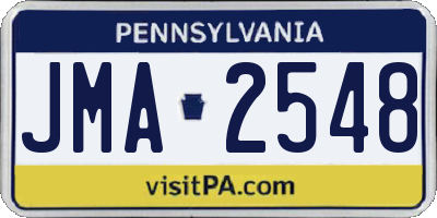 PA license plate JMA2548