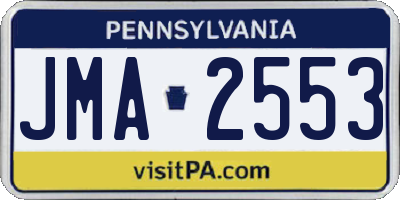 PA license plate JMA2553