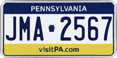 PA license plate JMA2567