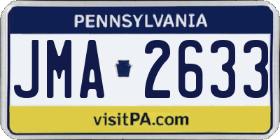 PA license plate JMA2633