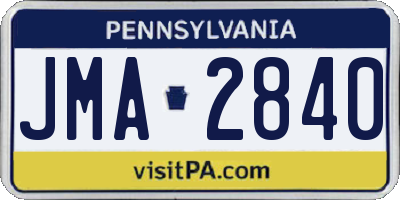 PA license plate JMA2840