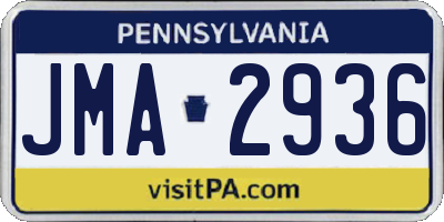 PA license plate JMA2936