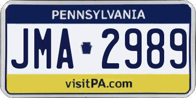 PA license plate JMA2989