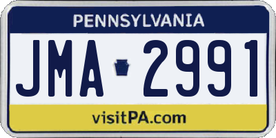 PA license plate JMA2991