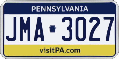 PA license plate JMA3027