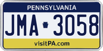 PA license plate JMA3058