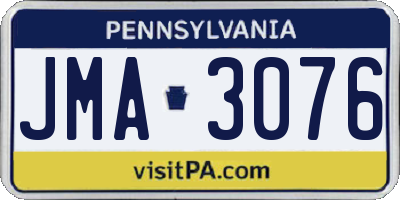 PA license plate JMA3076