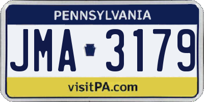 PA license plate JMA3179