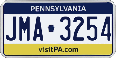 PA license plate JMA3254