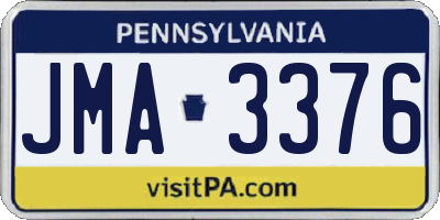 PA license plate JMA3376