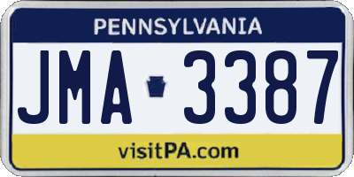 PA license plate JMA3387