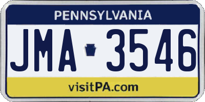 PA license plate JMA3546