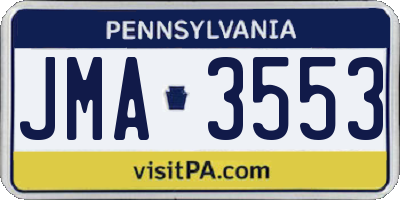 PA license plate JMA3553