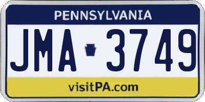 PA license plate JMA3749