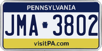 PA license plate JMA3802