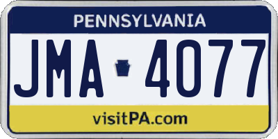 PA license plate JMA4077