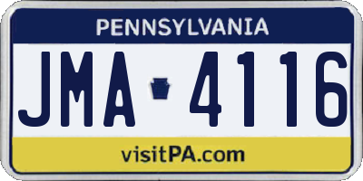 PA license plate JMA4116