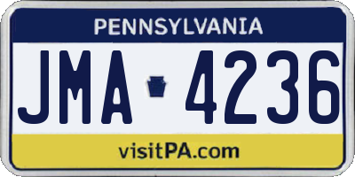 PA license plate JMA4236