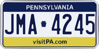 PA license plate JMA4245