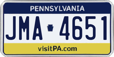 PA license plate JMA4651