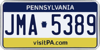 PA license plate JMA5389