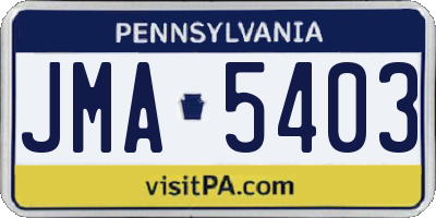 PA license plate JMA5403