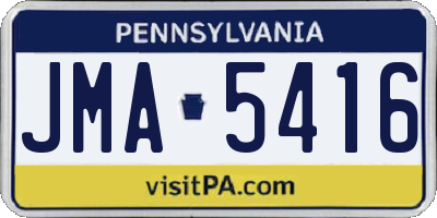 PA license plate JMA5416