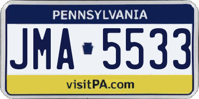 PA license plate JMA5533
