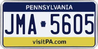 PA license plate JMA5605