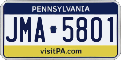 PA license plate JMA5801