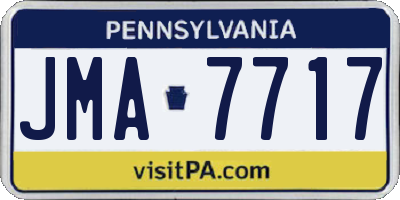 PA license plate JMA7717