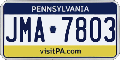 PA license plate JMA7803