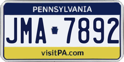 PA license plate JMA7892