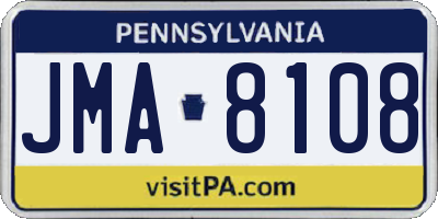 PA license plate JMA8108