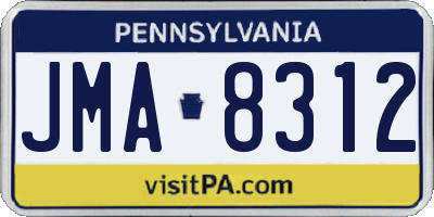 PA license plate JMA8312