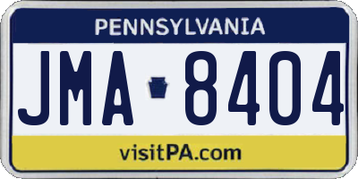 PA license plate JMA8404