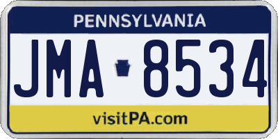 PA license plate JMA8534