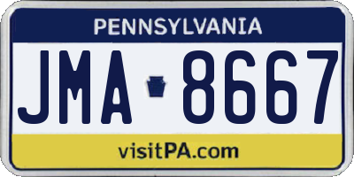 PA license plate JMA8667