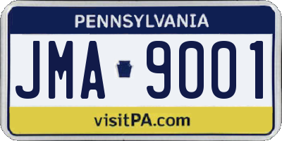 PA license plate JMA9001