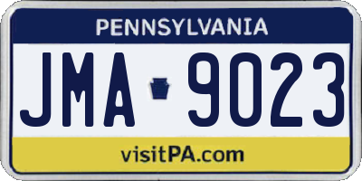 PA license plate JMA9023