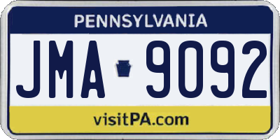 PA license plate JMA9092