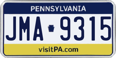 PA license plate JMA9315