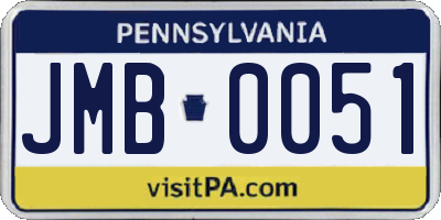 PA license plate JMB0051