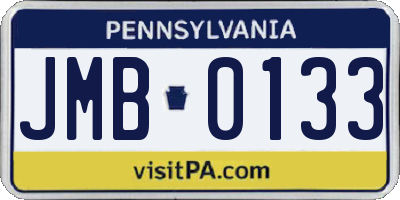 PA license plate JMB0133