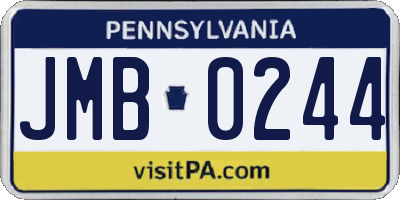 PA license plate JMB0244