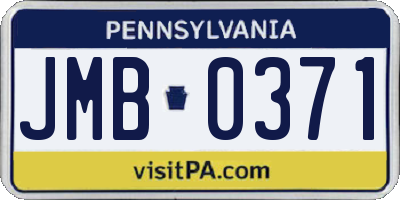 PA license plate JMB0371