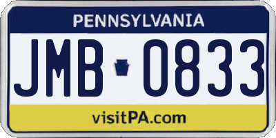 PA license plate JMB0833