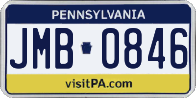 PA license plate JMB0846
