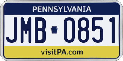 PA license plate JMB0851